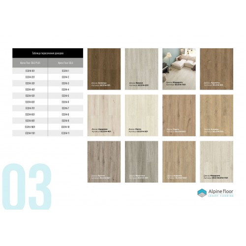 SPC плитка Alpine Floor Solo Plus Ларгетто ЕСО 14-301